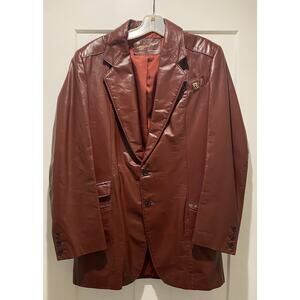 Men's Vintage 1970/80s Etienne Aigner Maroon Whiskey Leather Coat Jacket Sz 40
